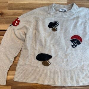 Madewell Mushroom Intarsia Wool Blend Pullover‎ Sweater Oatmeal XS CKP452048060
